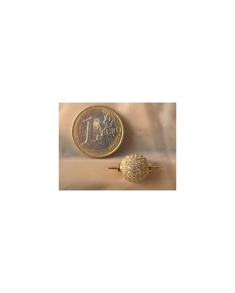 Schliesse 12mm, 925 Silber vergoldet, Strass
