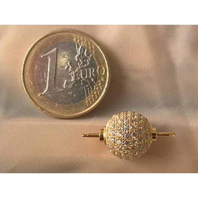 Schliesse 12mm, 925 Silber vergoldet, Strass