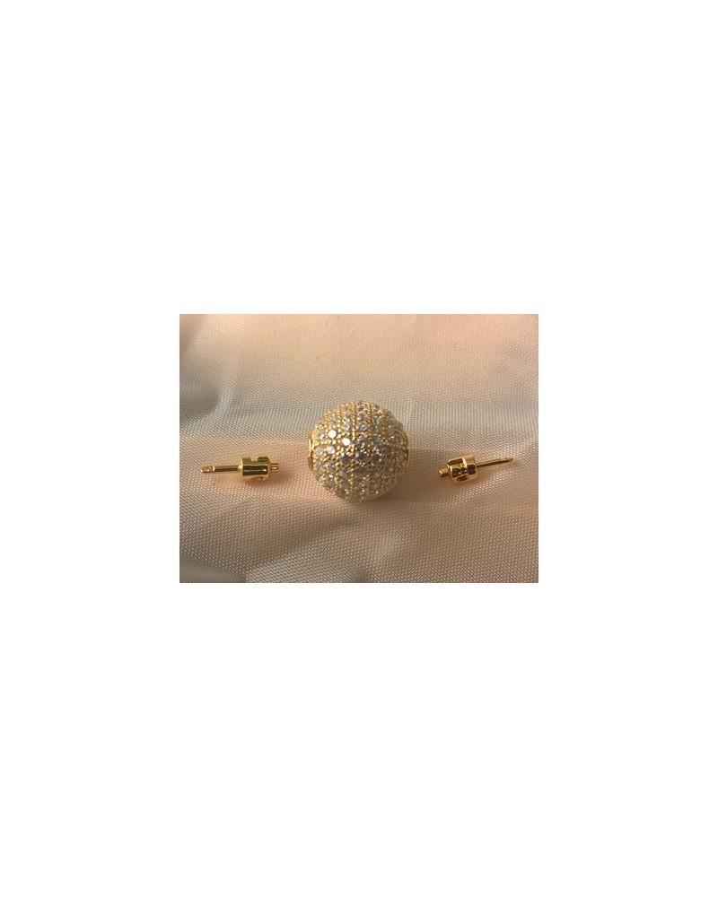Schliesse 12mm, 925 Silber vergoldet, Strass