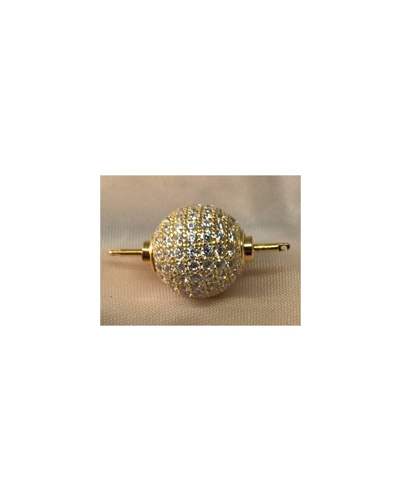 Schliesse 12mm, 925 Silber vergoldet, Strass