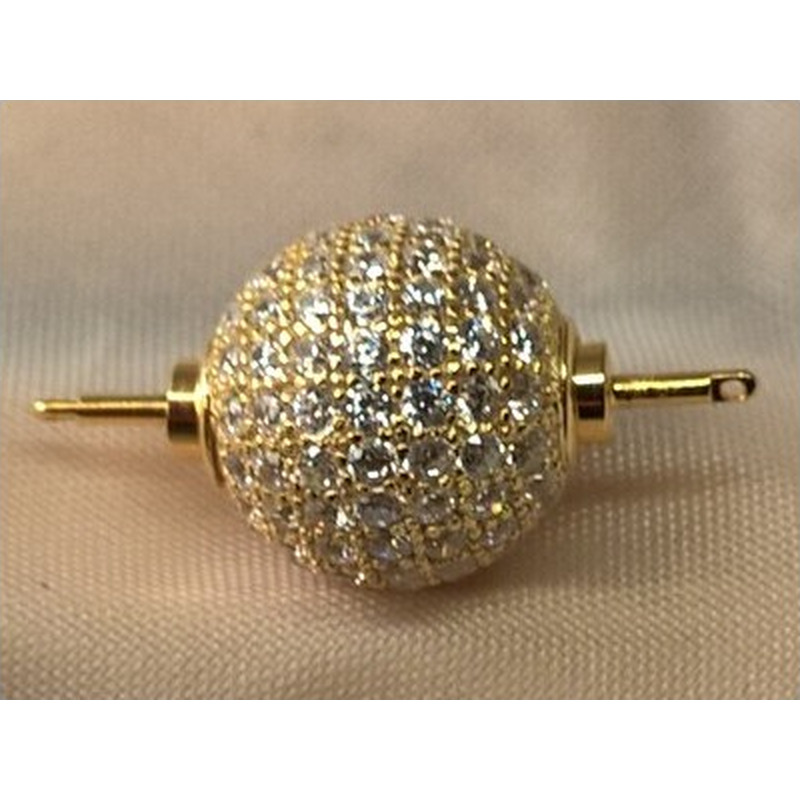 Schliesse 12mm, 925 Silber vergoldet, Strass