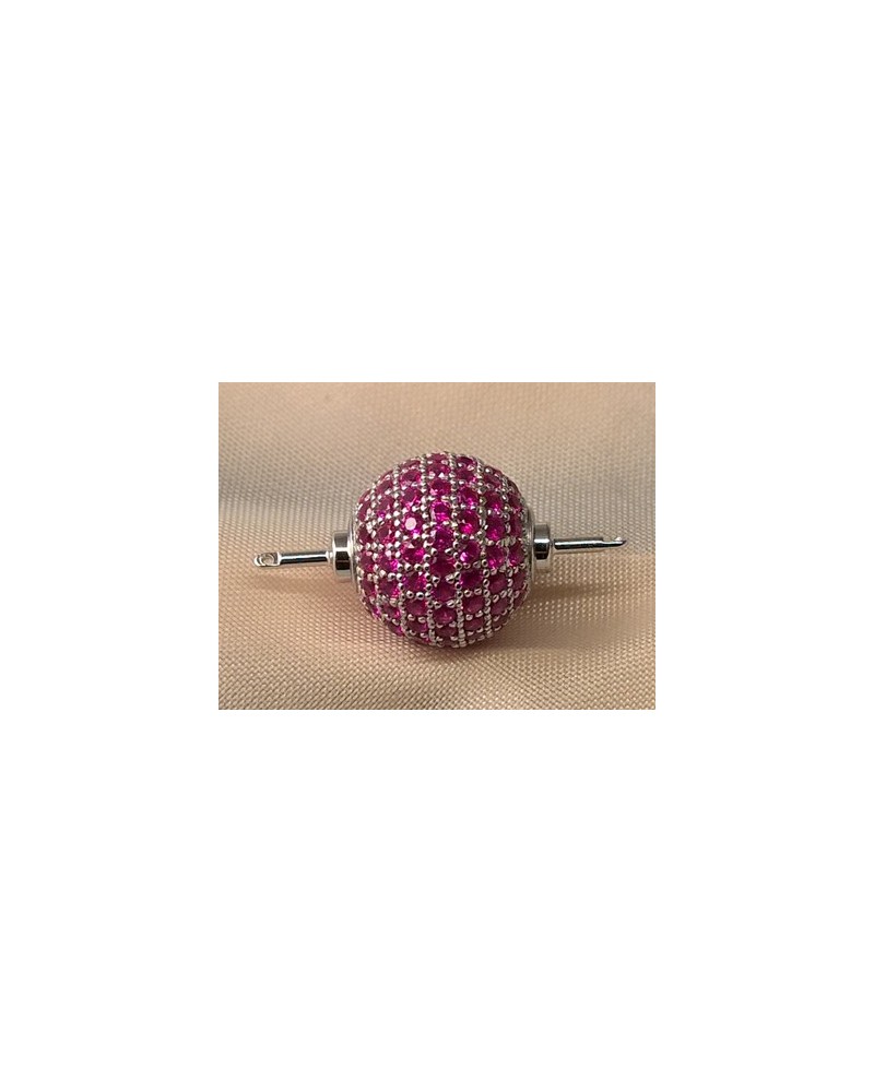 Schliesse 12mm, 925 Silber rhodiniert, Strass