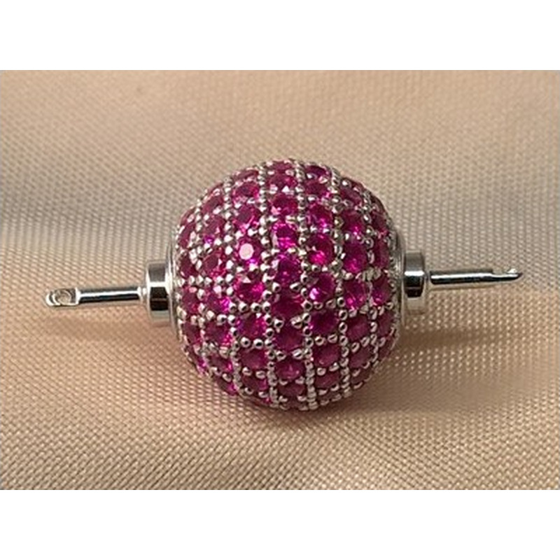 Schliesse 12mm, 925 Silber rhodiniert, Strass