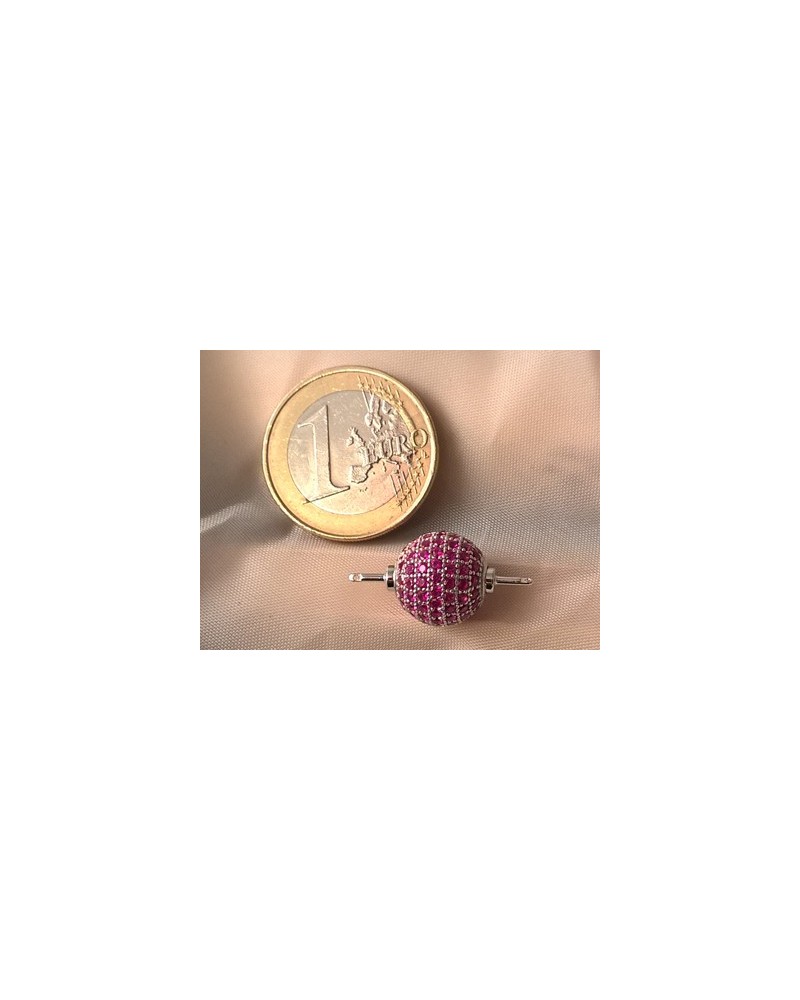 Schliesse 12mm, 925 Silber rhodiniert, Strass