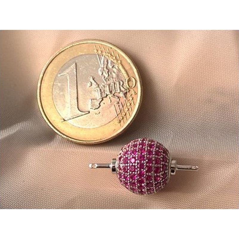 Schliesse 12mm, 925 Silber rhodiniert, Strass