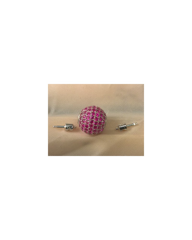 Schliesse 12mm, 925 Silber rhodiniert, Strass