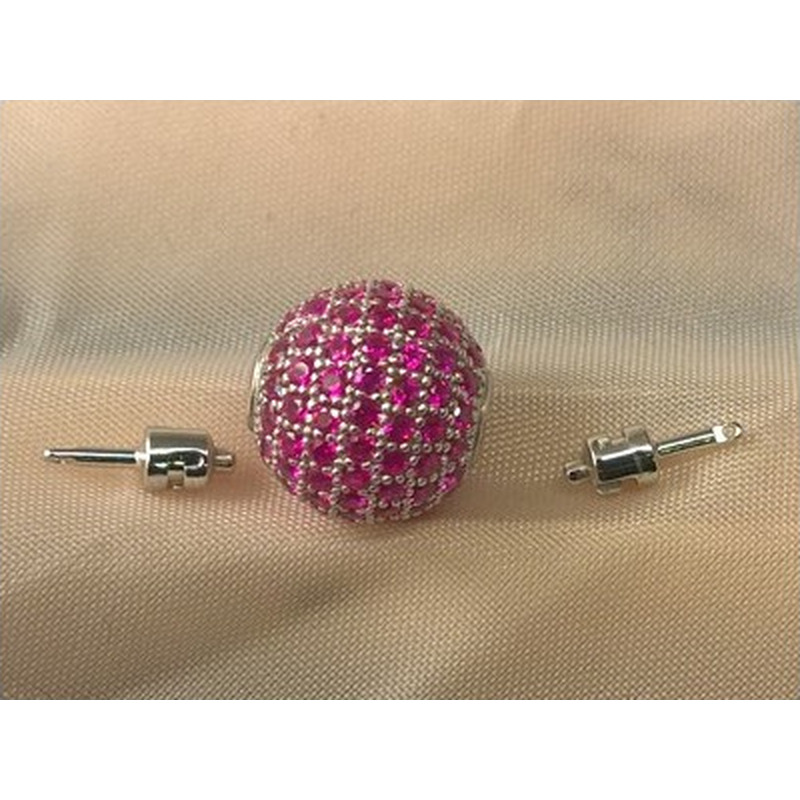 Schliesse 12mm, 925 Silber rhodiniert, Strass