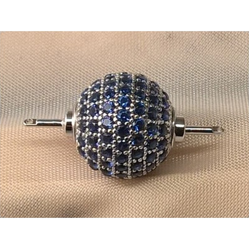 Schliesse 12mm, 925 Silber rhodiniert, Strass