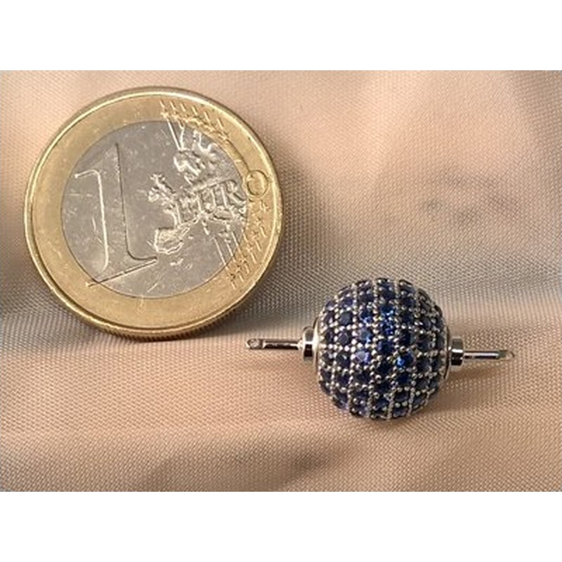 Schliesse 12mm, 925 Silber rhodiniert, Strass