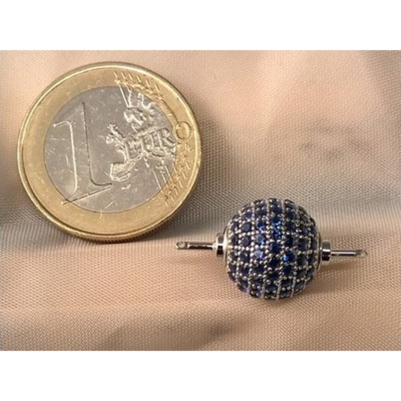 Schliesse 12mm, 925 Silber rhodiniert, Strass
