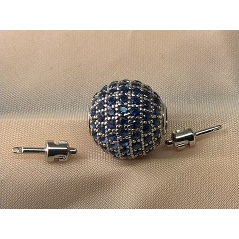 Schliesse 12mm, 925 Silber rhodiniert, Strass