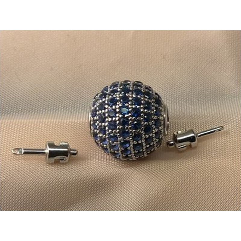 Schliesse 12mm, 925 Silber rhodiniert, Strass