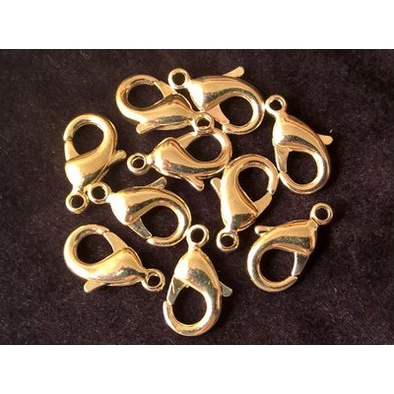 10 Stk. Karabiner 15mm Messing silberfarben