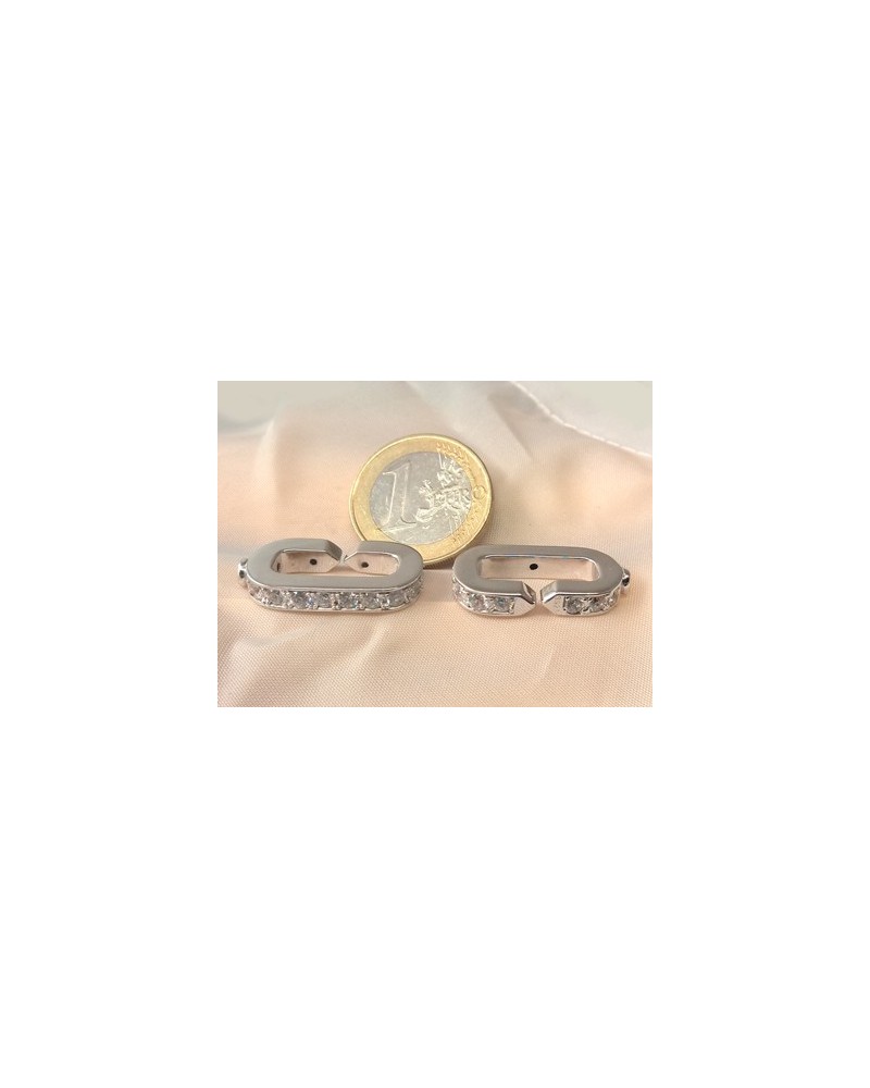 Schliesse 14.5x44mm 925 Silber rhodiniert, Strass