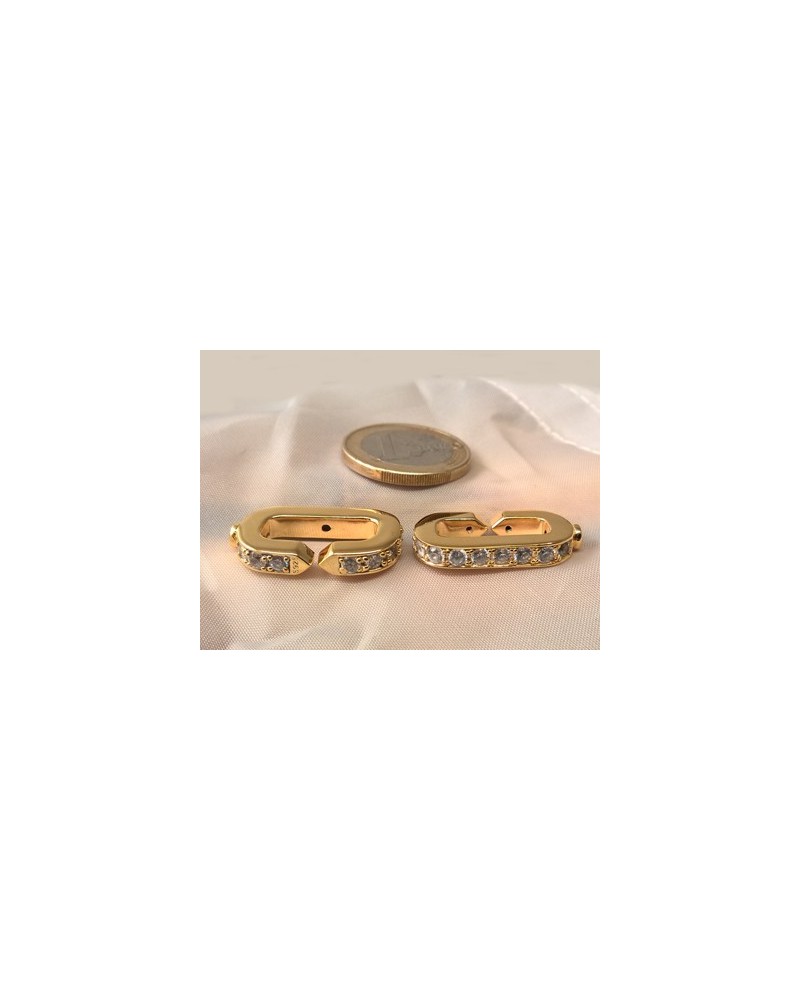 Schliesse 14.5x44mm, 925 Silber vergoldet, Strass