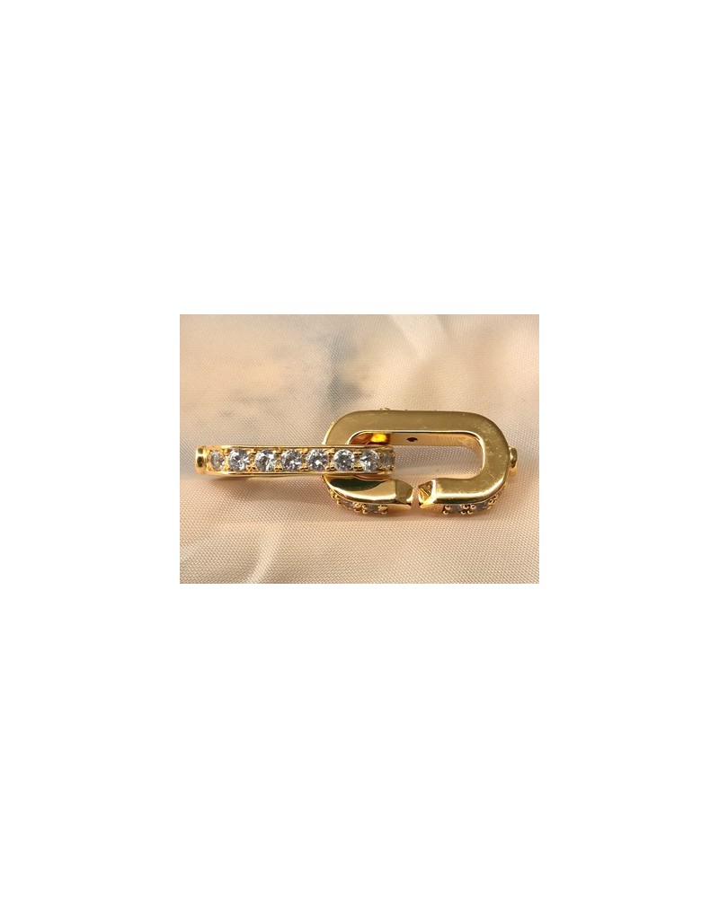Schliesse 14.5x44mm, 925 Silber vergoldet, Strass