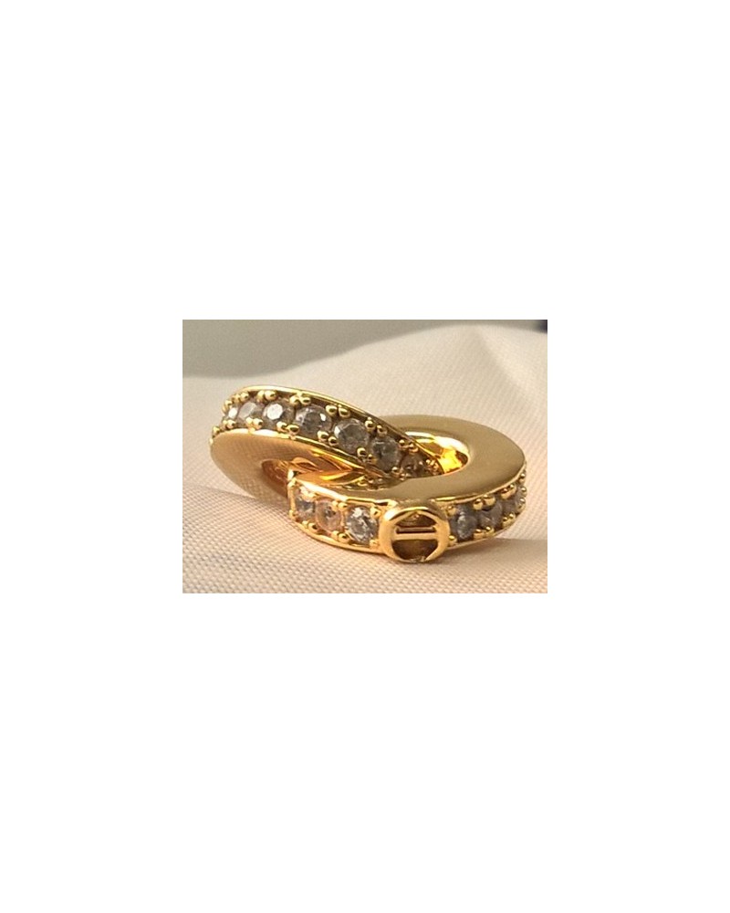 Schliesse 14mm, 925 Silber vergoldet, Strass