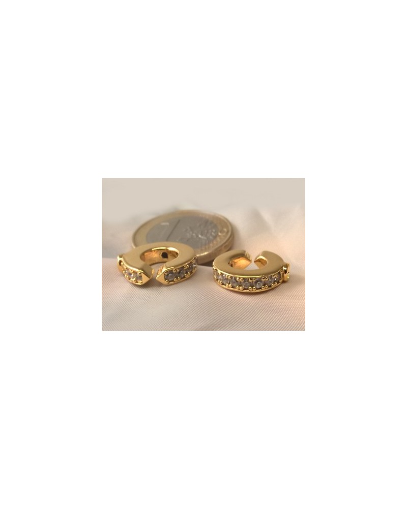 Schliesse 14mm, 925 Silber vergoldet, Strass