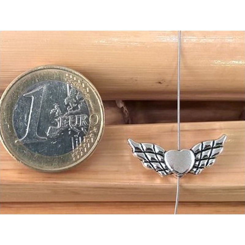 Zwischenteil, Engelsflügel 21mm, Metall silberfarben