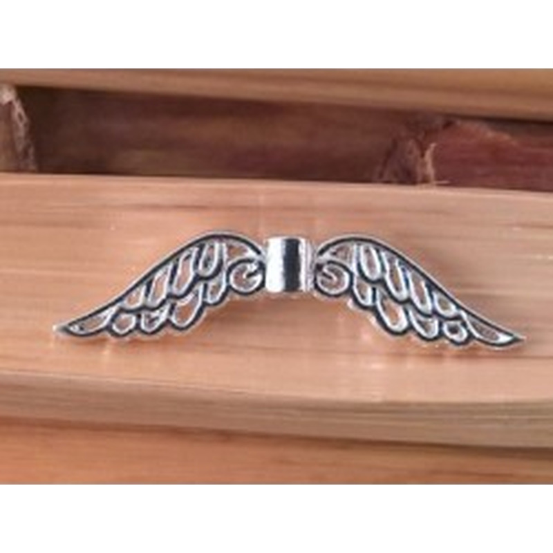 Zwischenteil, Engelsflügel 31mm, Metall silberfarben
