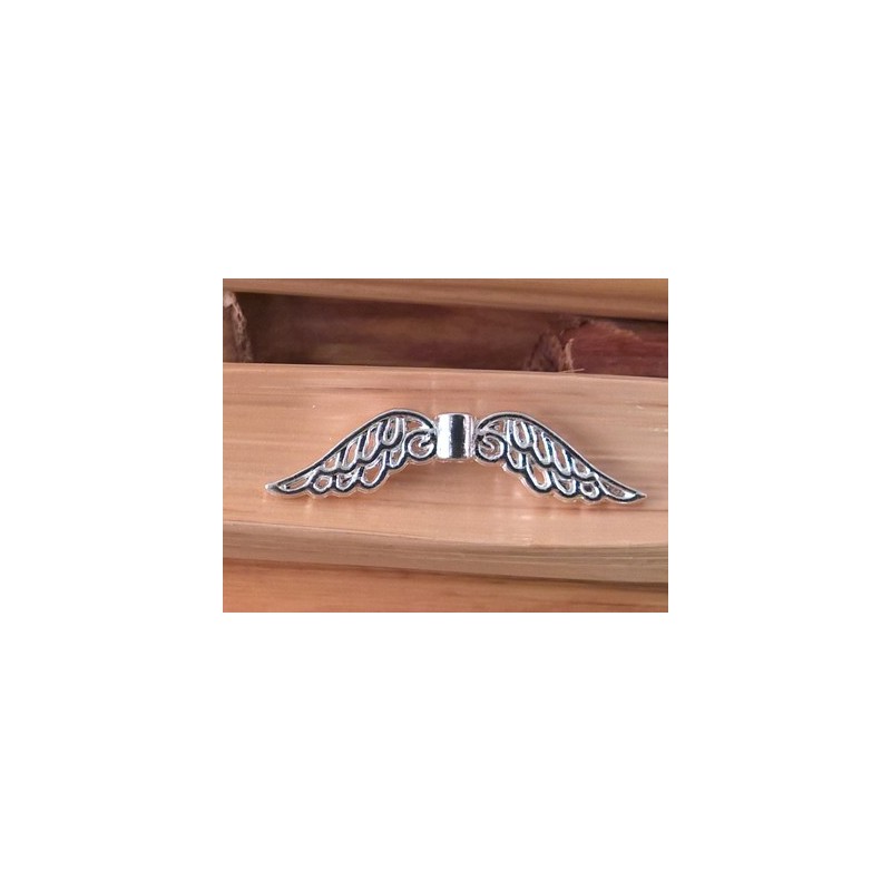Zwischenteil, Engelsflügel 31mm, Metall silberfarben