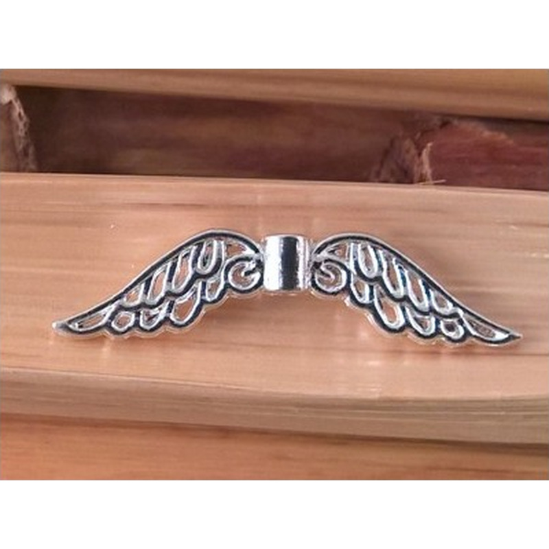 Zwischenteil, Engelsflügel 31mm, Metall silberfarben