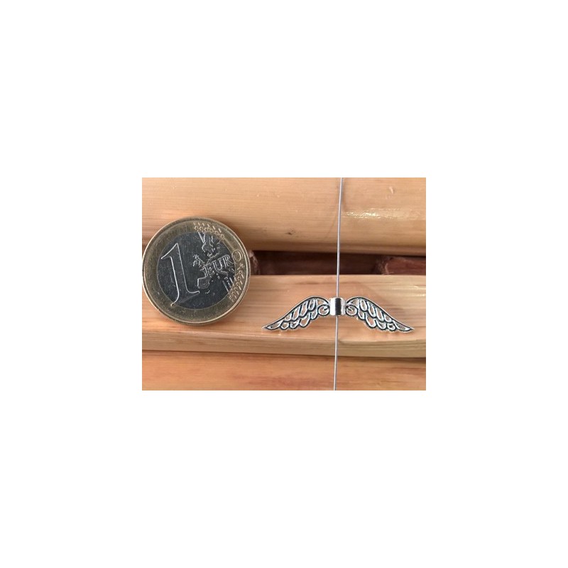 Zwischenteil, Engelsflügel 31mm, Metall silberfarben