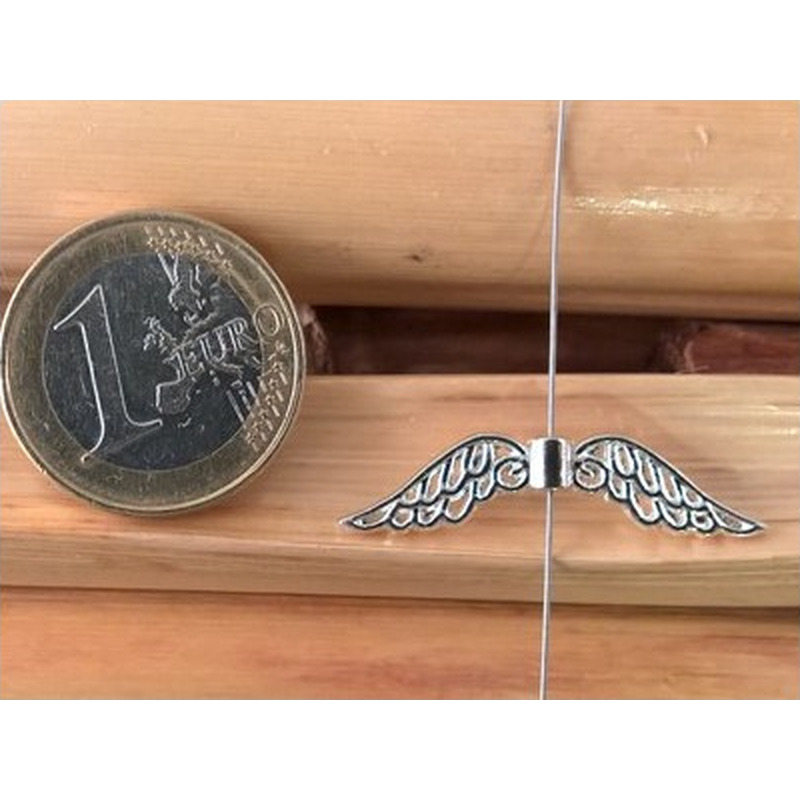 Zwischenteil, Engelsflügel 31mm, Metall silberfarben