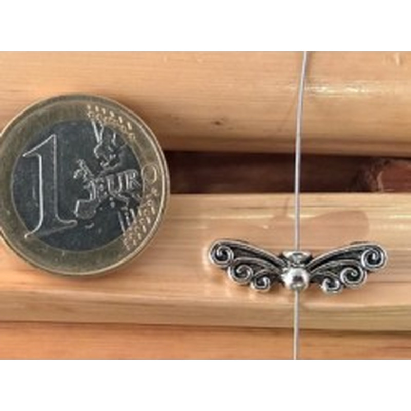 Zwischenteil, Engelsflügel 22mm, Metall silberfarben 2
