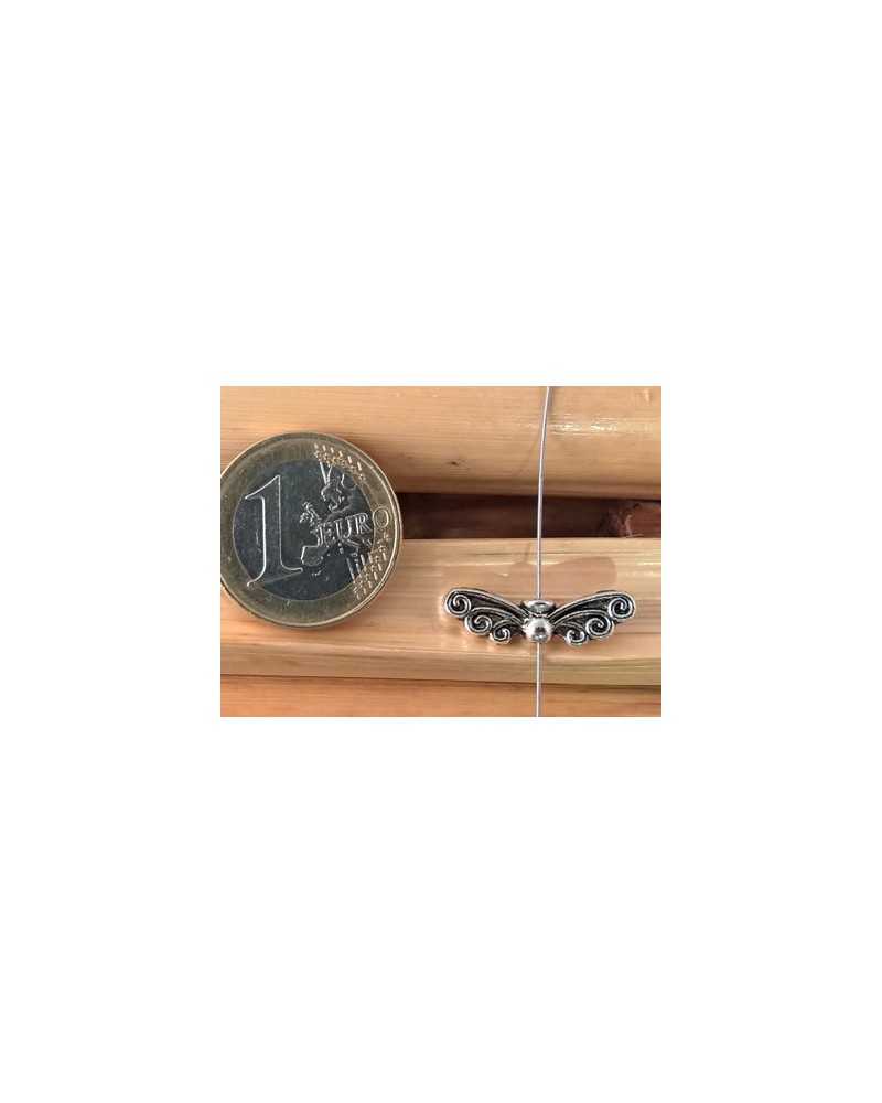 Zwischenteil, Engelsflügel 22mm, Metall silberfarben