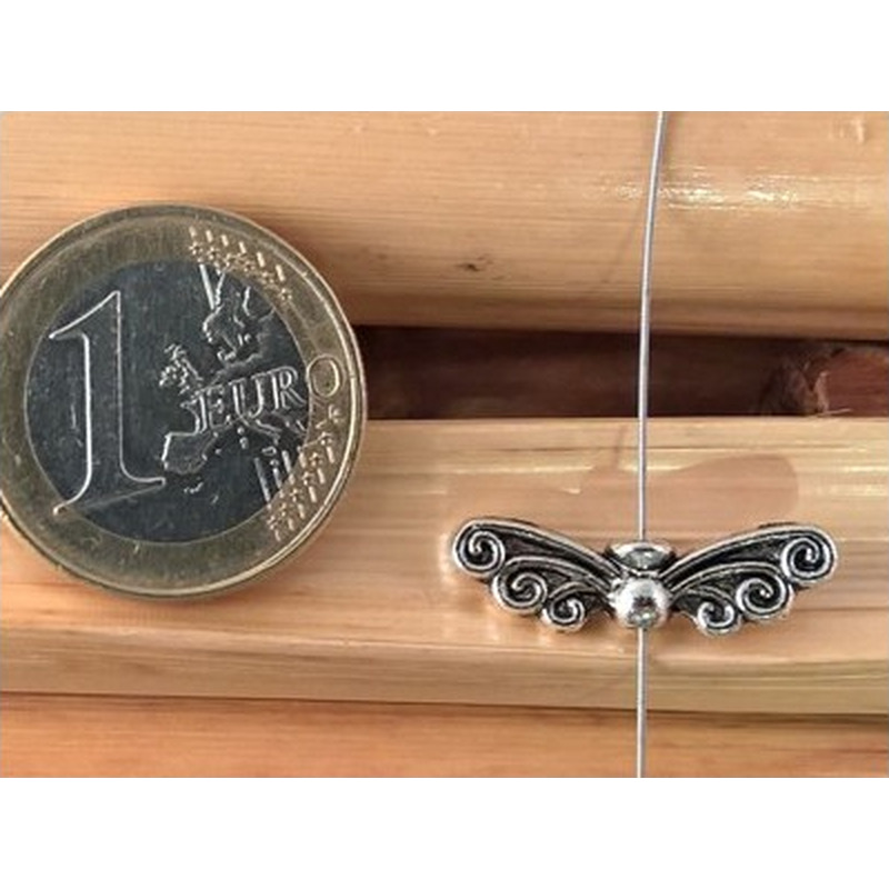 Zwischenteil, Engelsflügel 22mm, Metall silberfarben