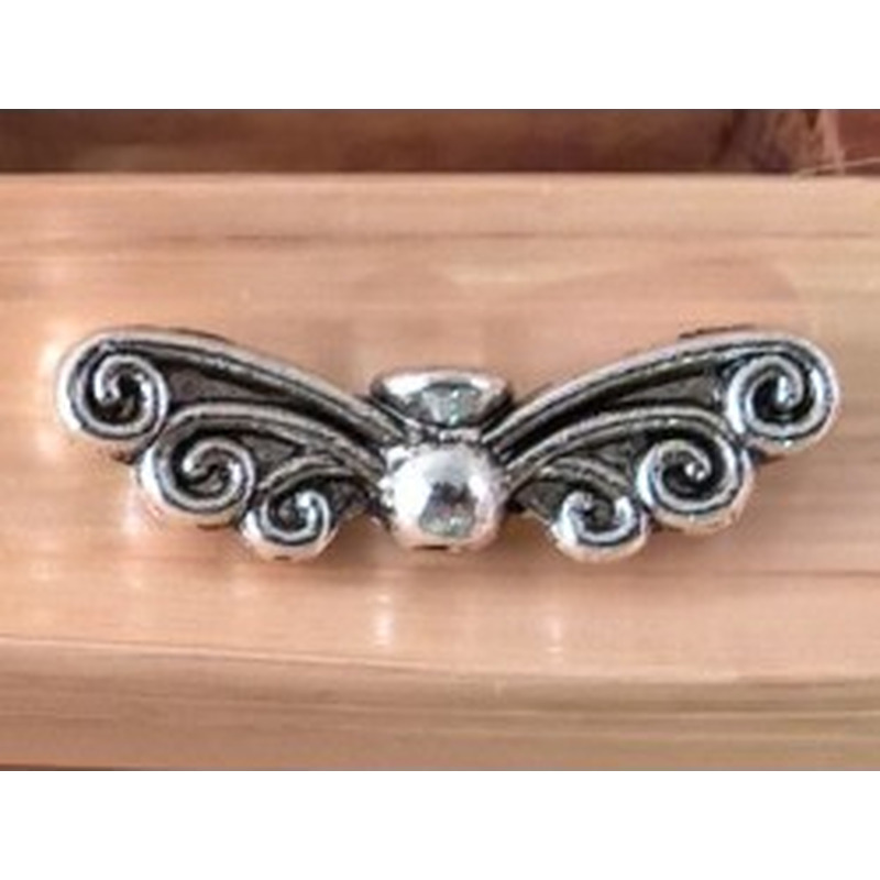 Zwischenteil, Engelsflügel 22mm, Metall silberfarben