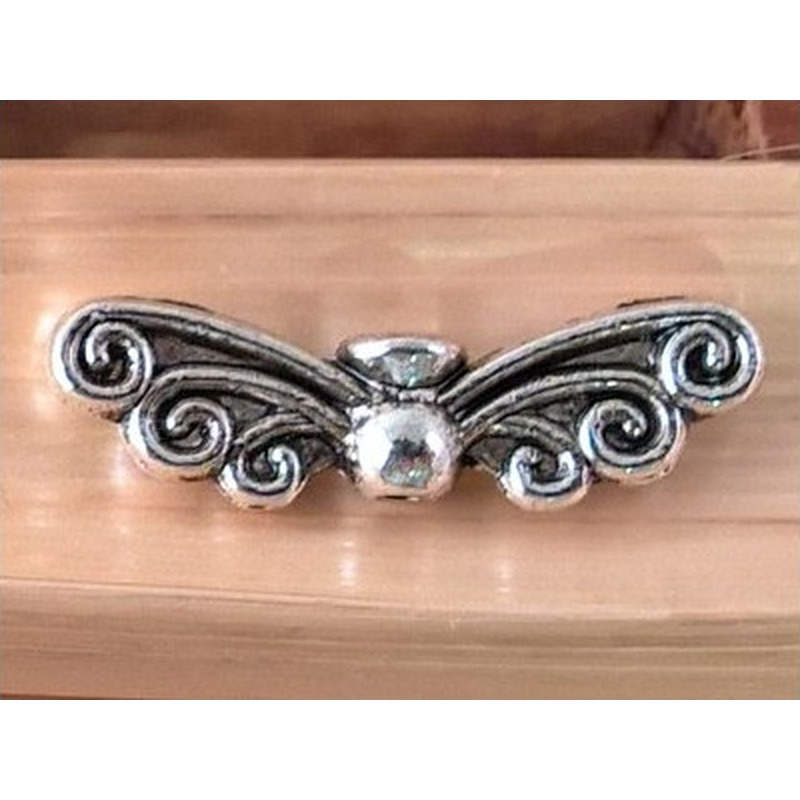 Zwischenteil, Engelsflügel 22mm, Metall silberfarben