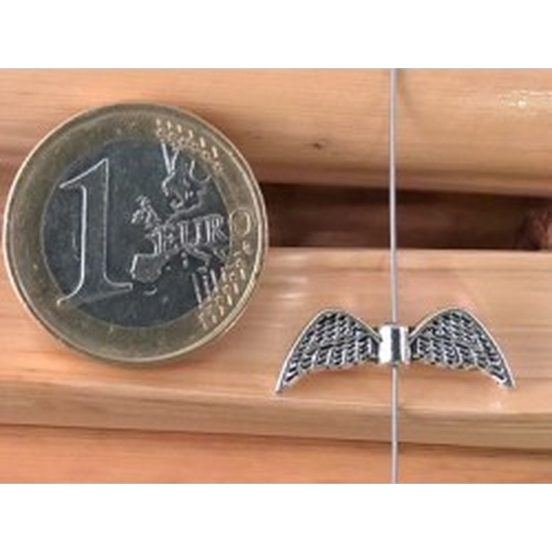 Zwischenteil, Engelsflügel 21mm, Metall silberfarben 2