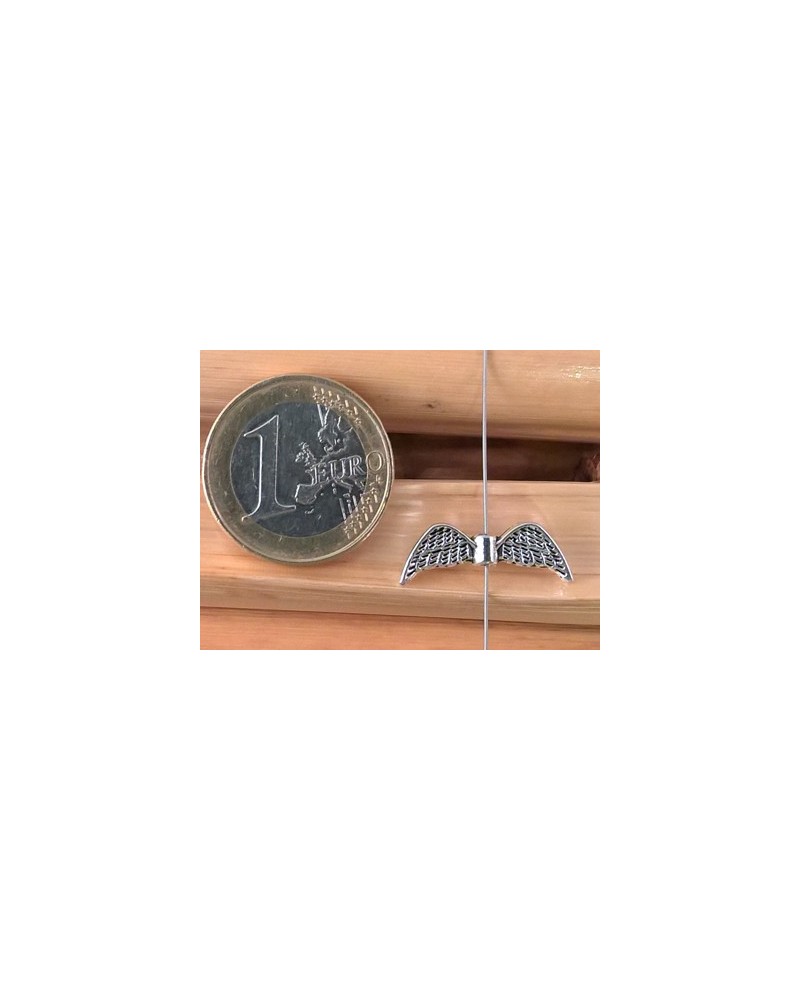 Zwischenteil, Engelsflügel 21mm, Metall silberfarben