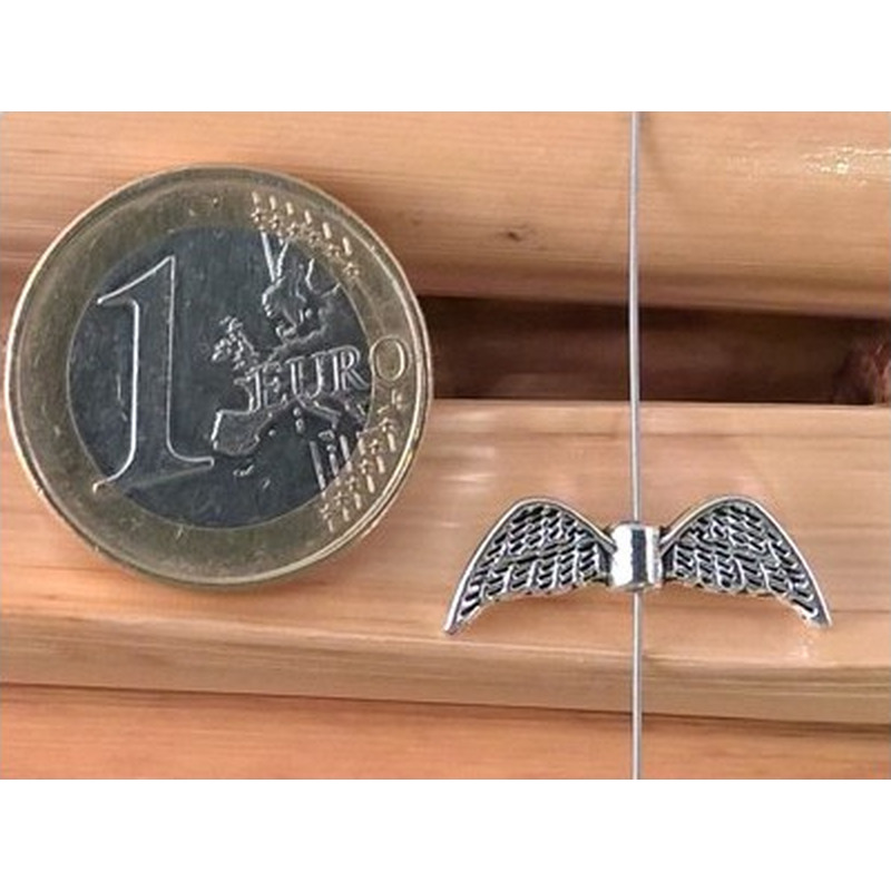 Zwischenteil, Engelsflügel 21mm, Metall silberfarben