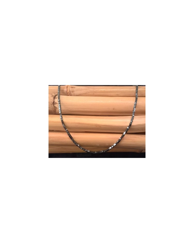Blutsteinkette (Hämatit) matt 2x2x1mm