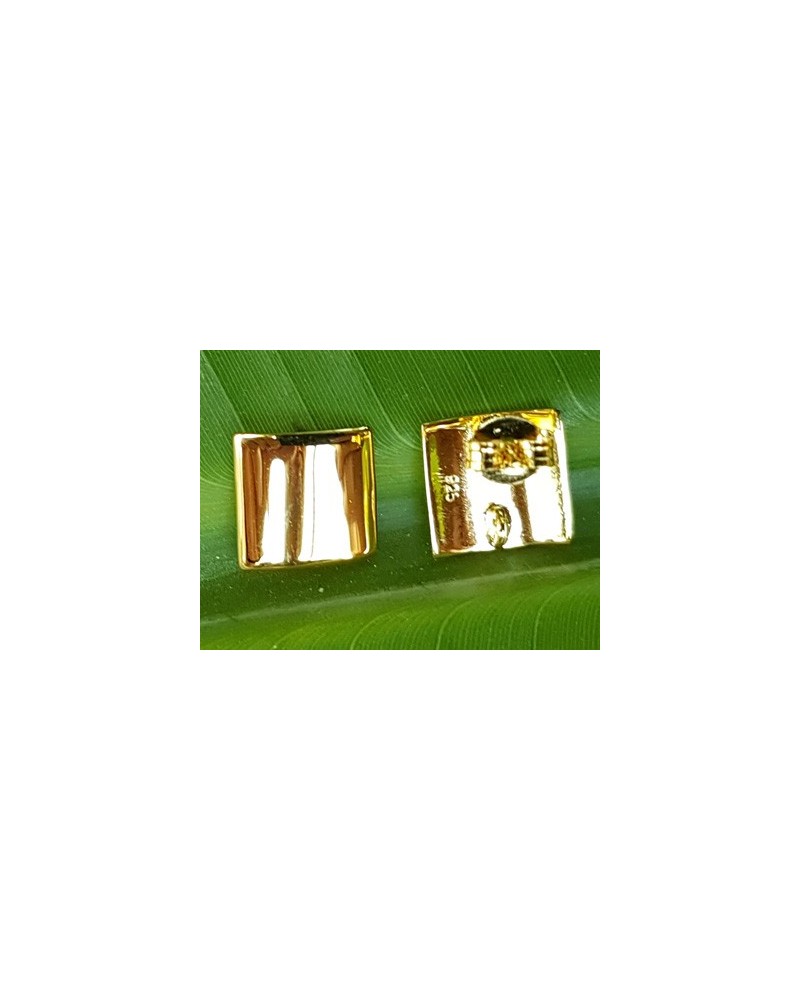 2 Stk. Ohrstecker mit Öse 10x10mm, Silber vergoldet