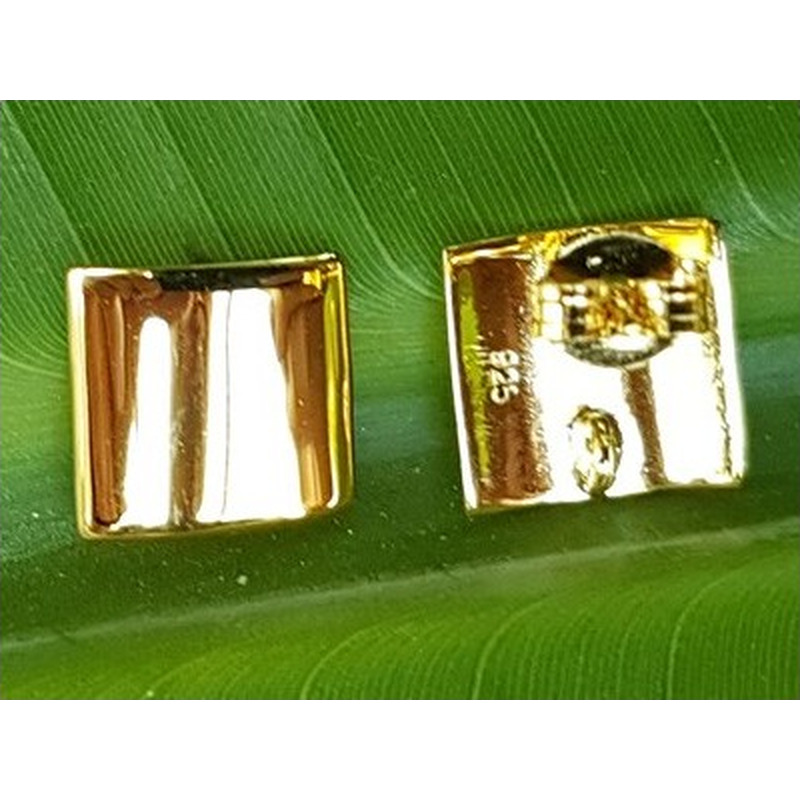 2 Stk. Ohrstecker mit Öse 10x10mm, Silber vergoldet