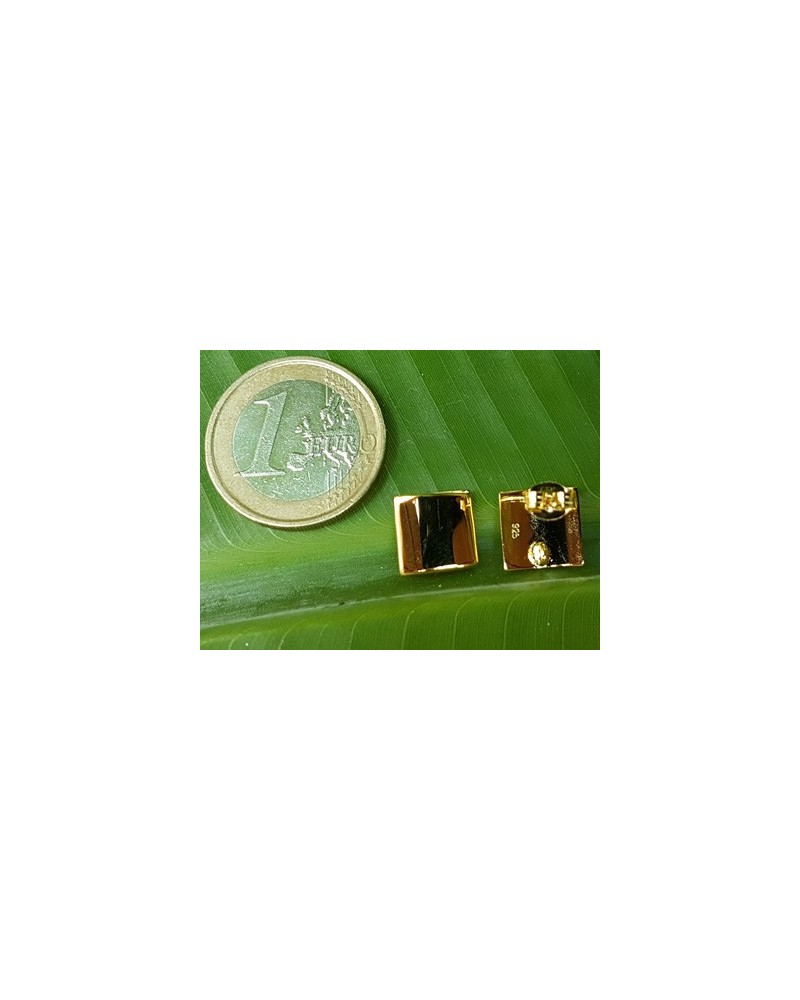 2 Stk. Ohrstecker mit Öse 10x10mm, Silber vergoldet
