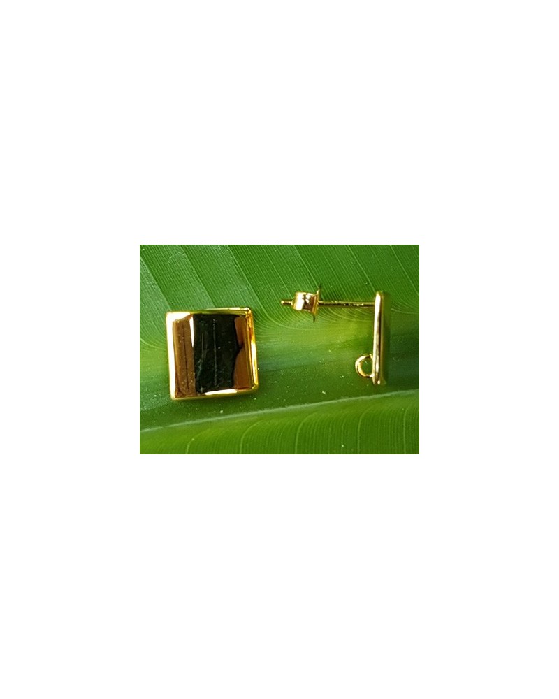 2 Stk. Ohrstecker mit Öse 10x10mm, Silber vergoldet