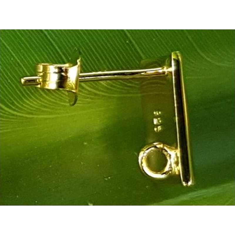 2 Stk. Ohrstecker mit Öse 10x10mm, Silber vergoldet