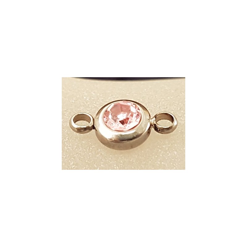 Zwischenteil-Link, Strass 7/12mm, Edelstahl