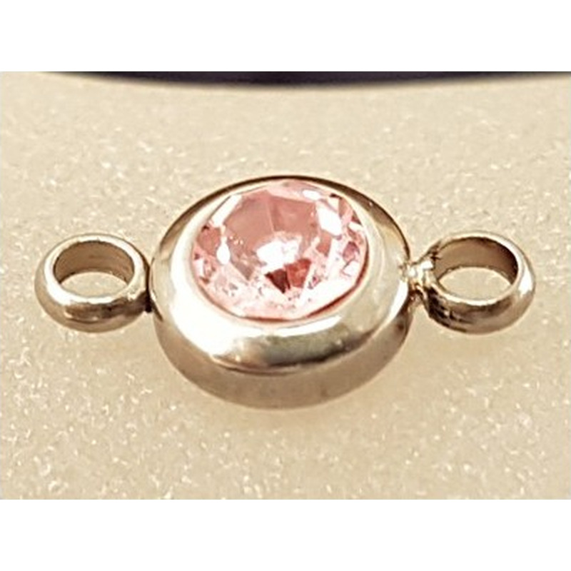 Zwischenteil-Link, Strass 7/12mm, Edelstahl