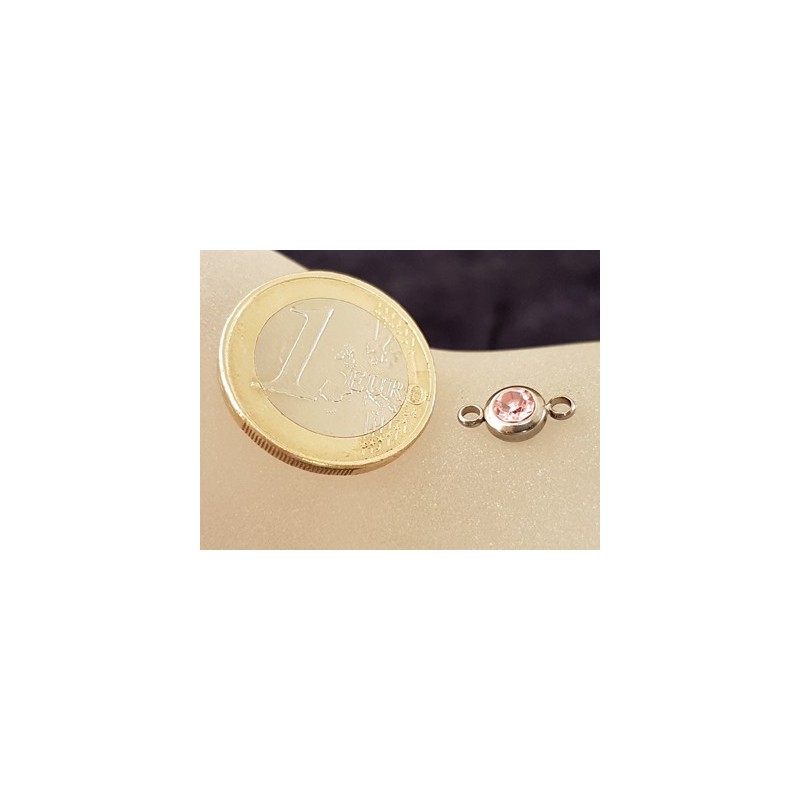 Zwischenteil-Link, Strass 7/12mm, Edelstahl