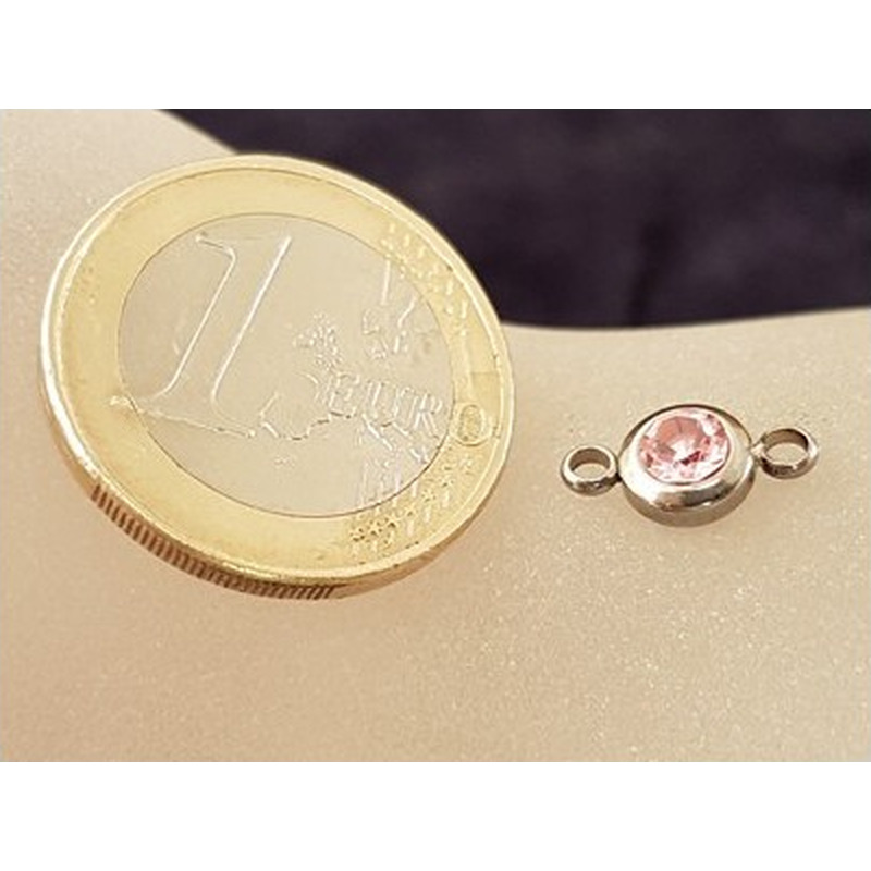 Zwischenteil-Link, Strass 7/12mm, Edelstahl