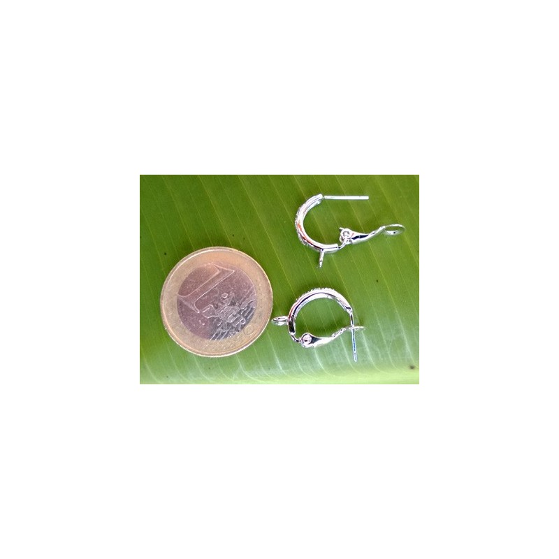 2 Stk. Brisur 12x19mm, 925 Silber rhodiniert, Strass