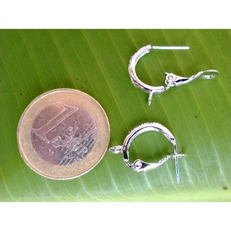 2 Stk. Brisur 12x19mm, 925 Silber rhodiniert, Strass
