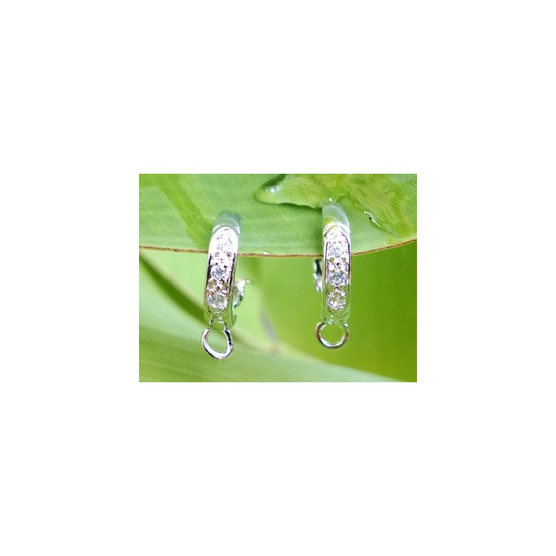 2 Stk. Brisur 12x19mm, 925 Silber rhodiniert, Strass