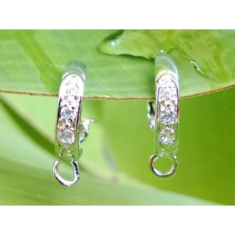 2 Stk. Brisur 12x19mm, 925 Silber rhodiniert, Strass